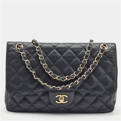 chanel black quilted caviar jumbo classic double flap bag|CHANEL Caviar Quilted Jumbo Double Flap Black.